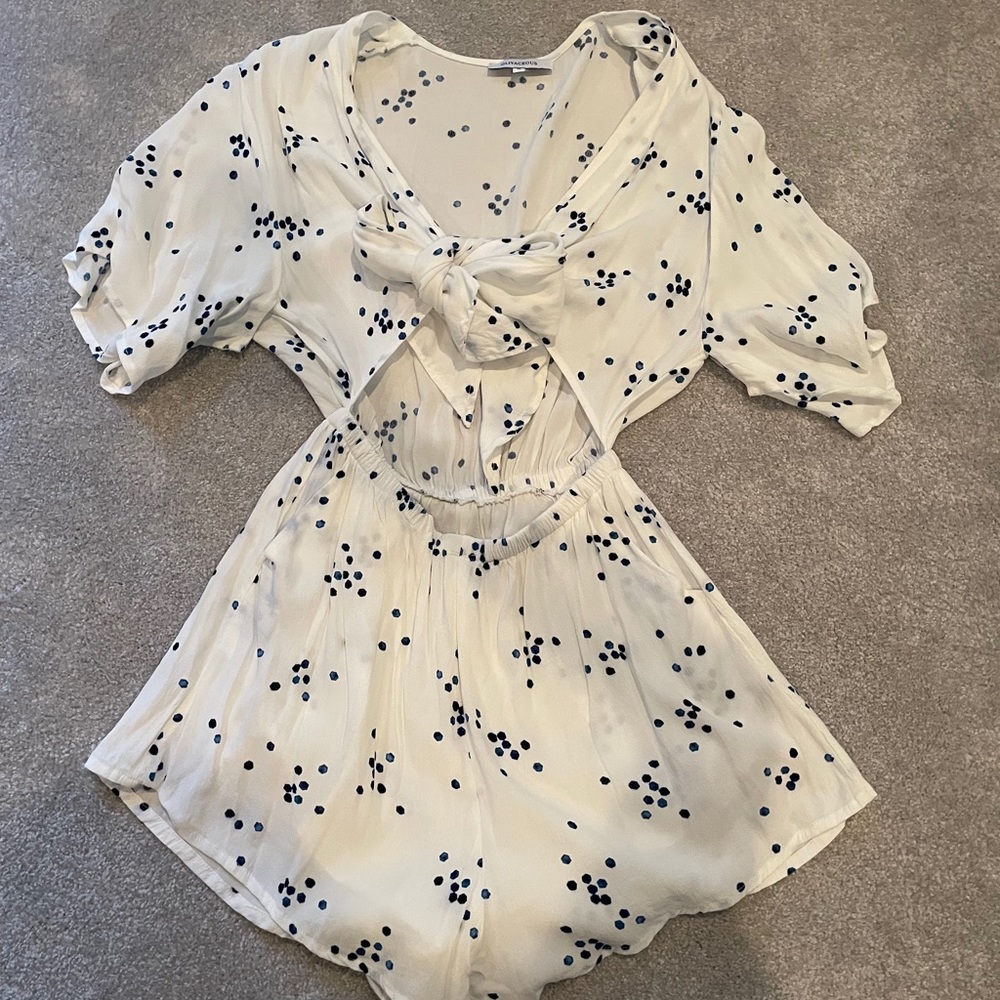 Olivaceous Polka dot romper